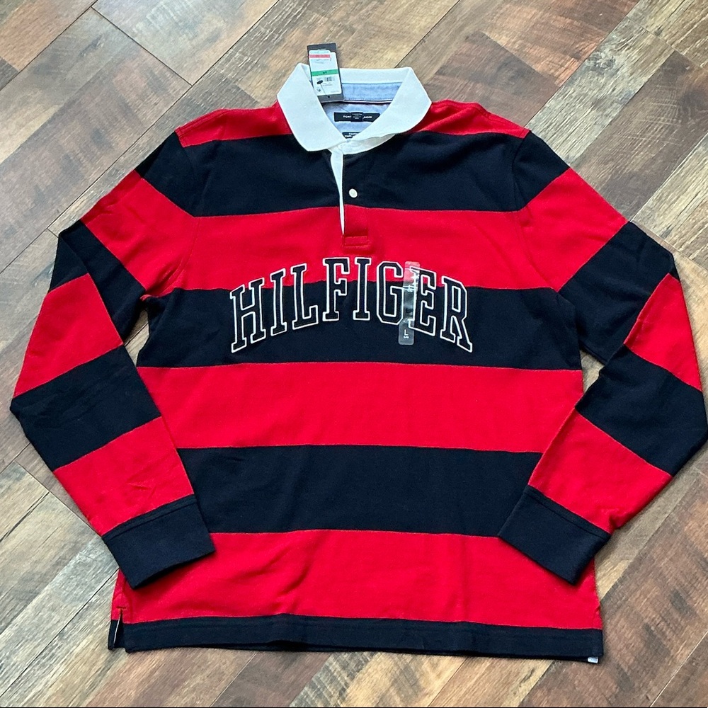 Tommy Hilfiger Long Sleeve Rugby Polo Shirt NWT - Size Large